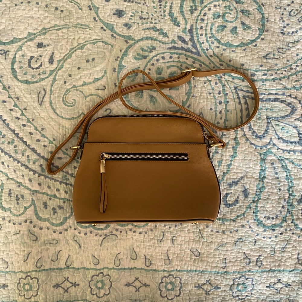 Vegan Leather Cross Body Purse, Tan
